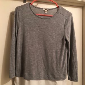 J. Crew long sleeve gray tee with sheer bottom